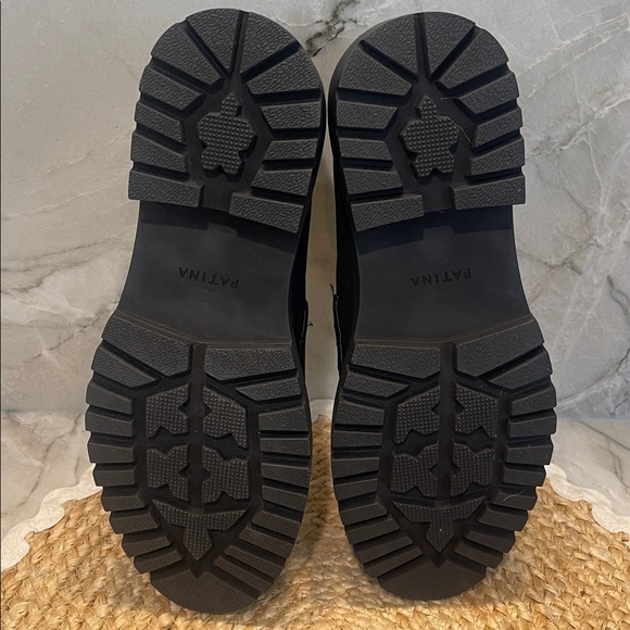 Patina Portland Leather Zoe Chunky Preppy Loafer Black Suede Size 9 - Picture 6 of 6